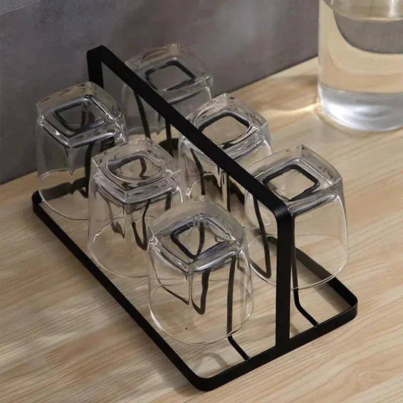Glass Holder Black Metal Kitchen Storage