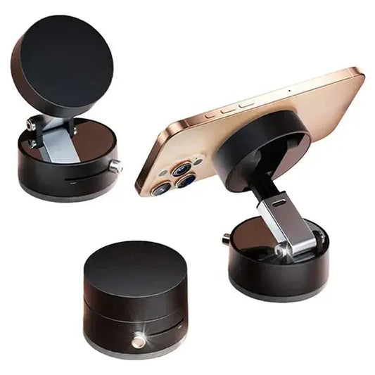 Black magnetic phone mount with adjustable grip for smartphones