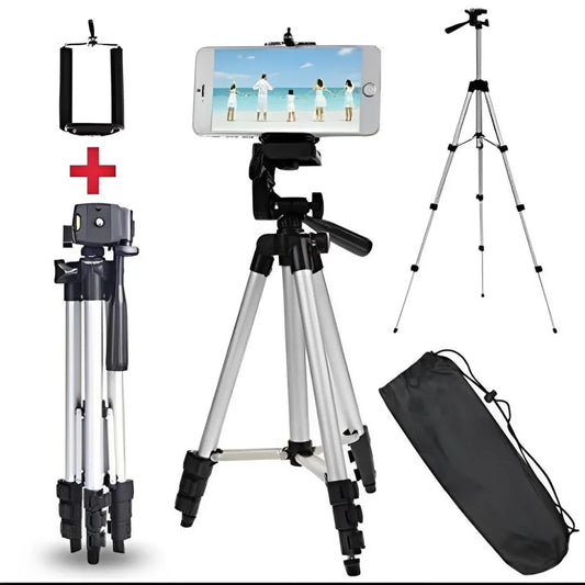 Adjustable phone tripod with phone mount and carry bag for stable mobile photography and video recording