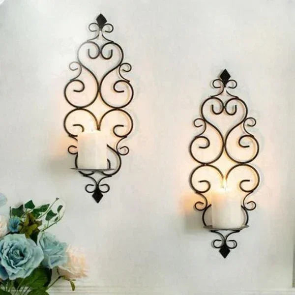 Stylish Iron Wall Sconces with Candles