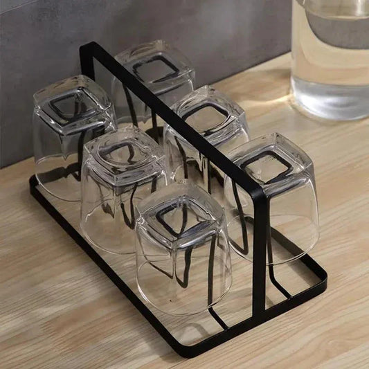Glass Holder Black Metal Kitchen Storage