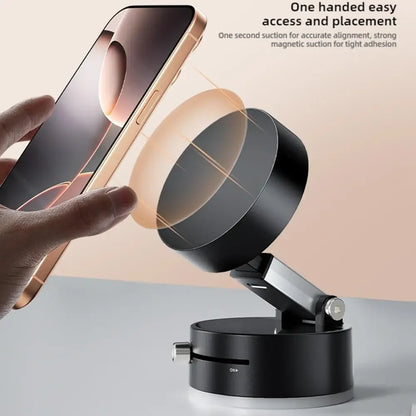 Magnetic phone mount with one-handed easy access and strong suction for secure placement