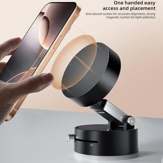Magnetic phone mount with one-handed easy access and strong suction for secure placement
