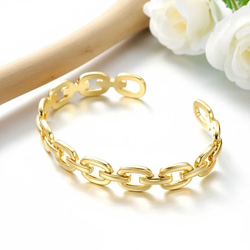 Gold chain link bracelet with elegant design, perfect for everyday wear or gifting