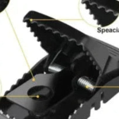 Black trap with sensitive pedal, special teeth, bait cup, and powerful spring for effective pest control