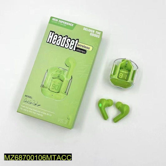 Air 31 Wireless Earbuds - Transparent Green Bluetooth 5.3 Nexus Goods