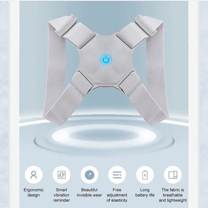 Ergonomic posture corrector with smart vibration reminder, breathable lightweight fabric, adjustable straps