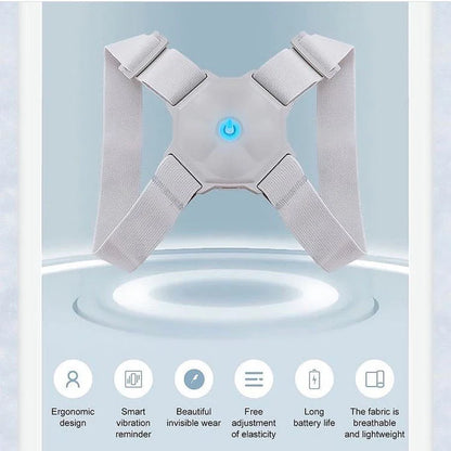 Ergonomic posture corrector with smart vibration reminder, breathable lightweight fabric, adjustable straps