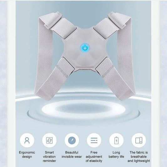 Ergonomic posture corrector with smart vibration reminder, breathable lightweight fabric, adjustable straps